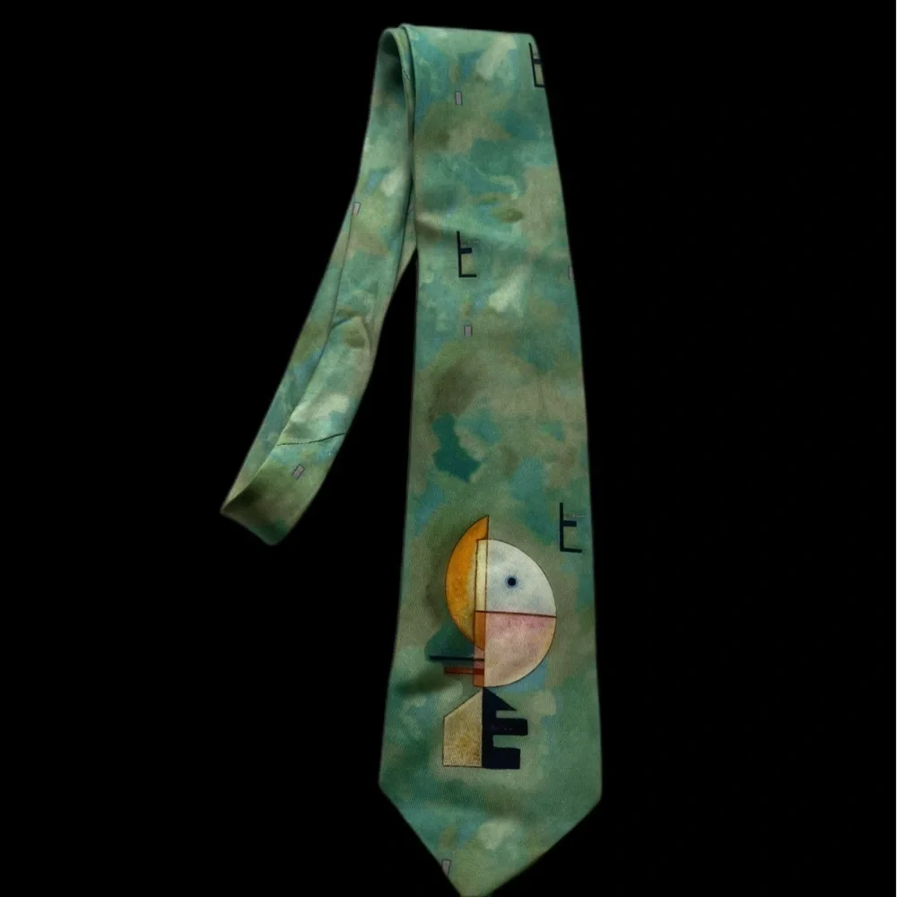 Peggy Guggenheim Collection 100% Silk Geometric Design Tie - Green